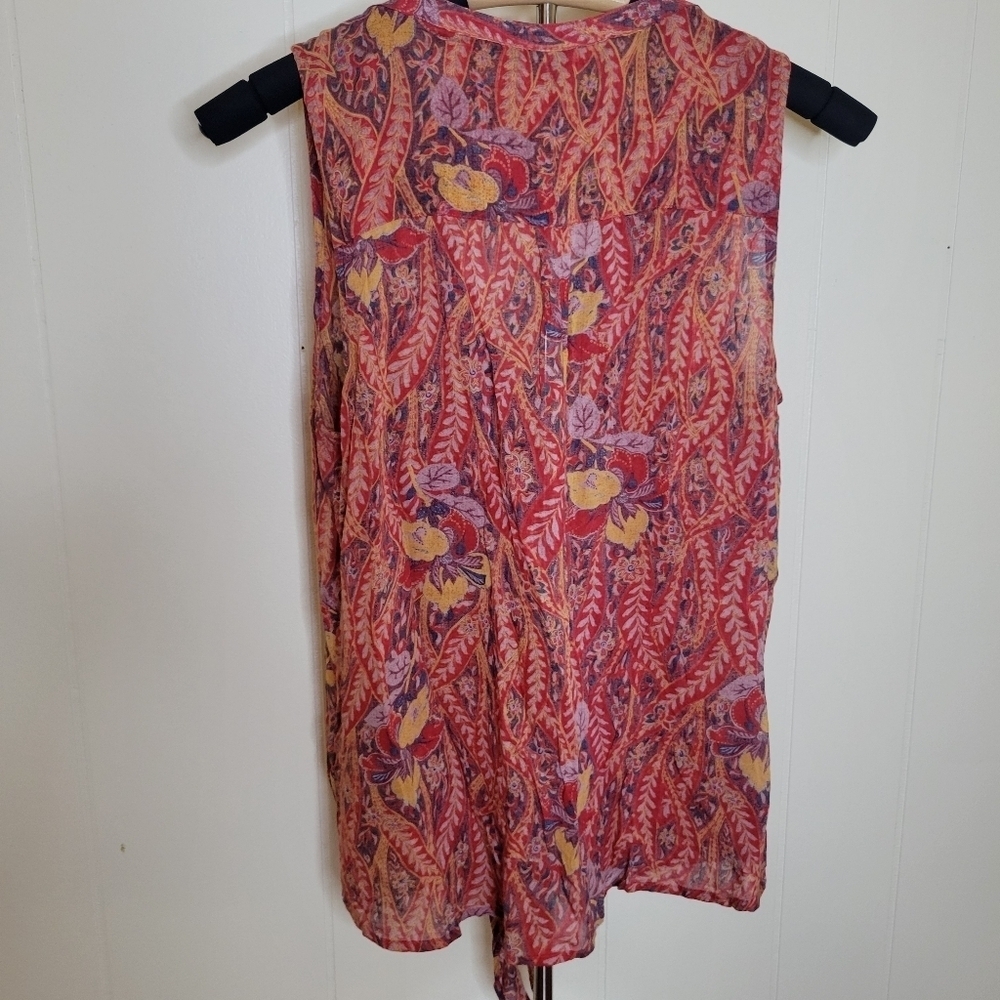 Lucky Brand Boho Paisley Print Sleeveless Button Up Blouse - Picture 4 of 7